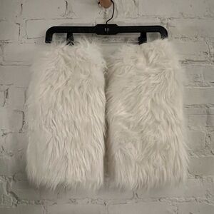 White Shag Faux Fur Festival Leg Warmers